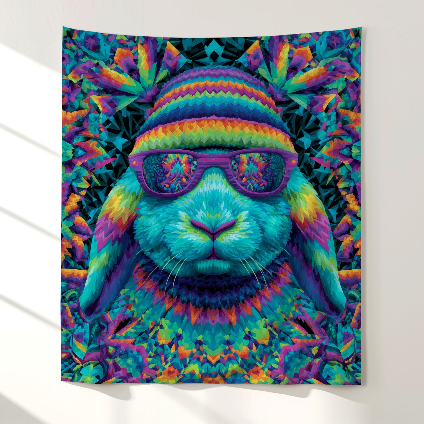 Hippy Rabbit Wall Tapestry