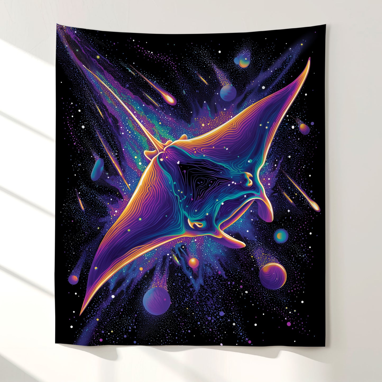 Space Manta Ray Wall Tapestry
