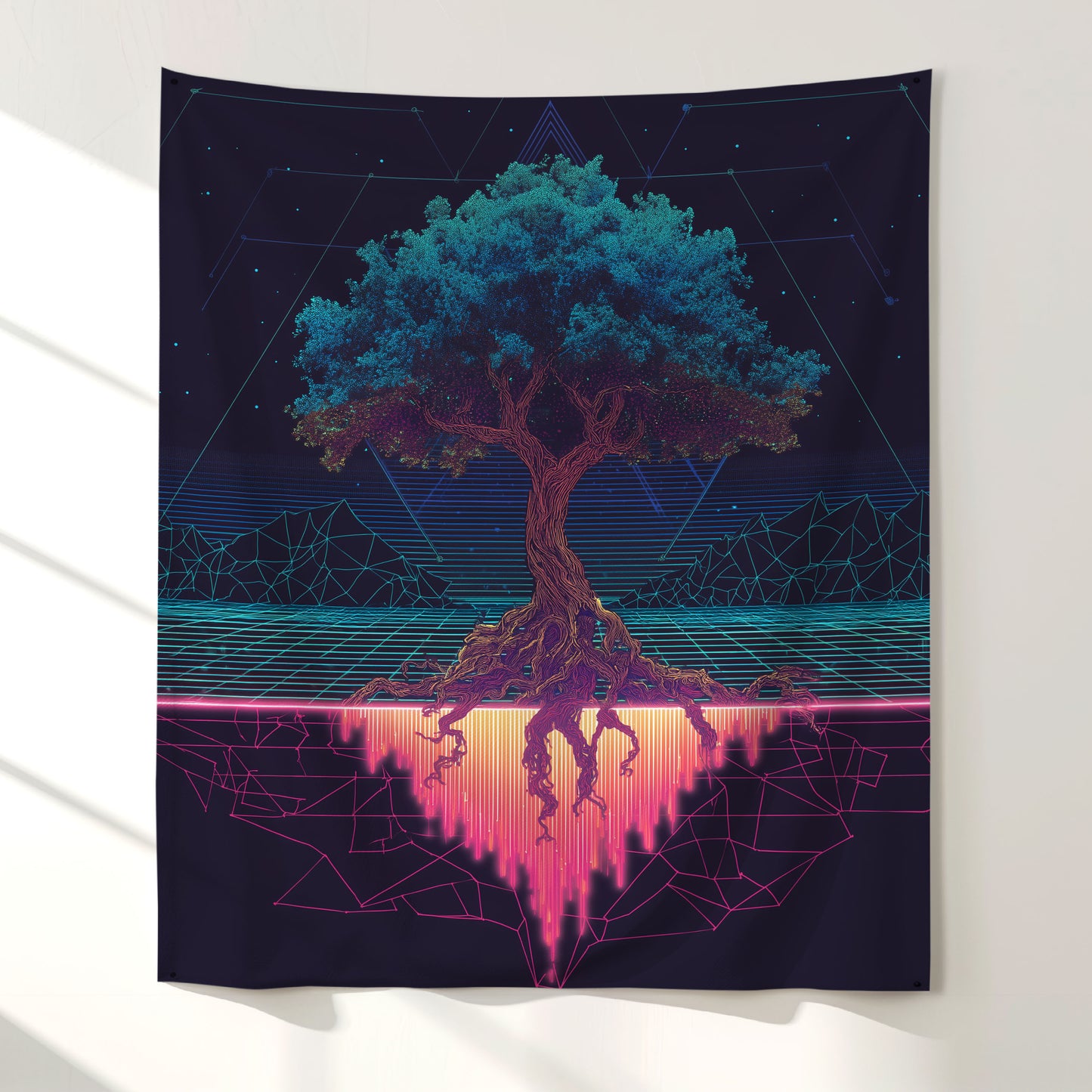 Wireframe Tree Of Life Wall Tapestry