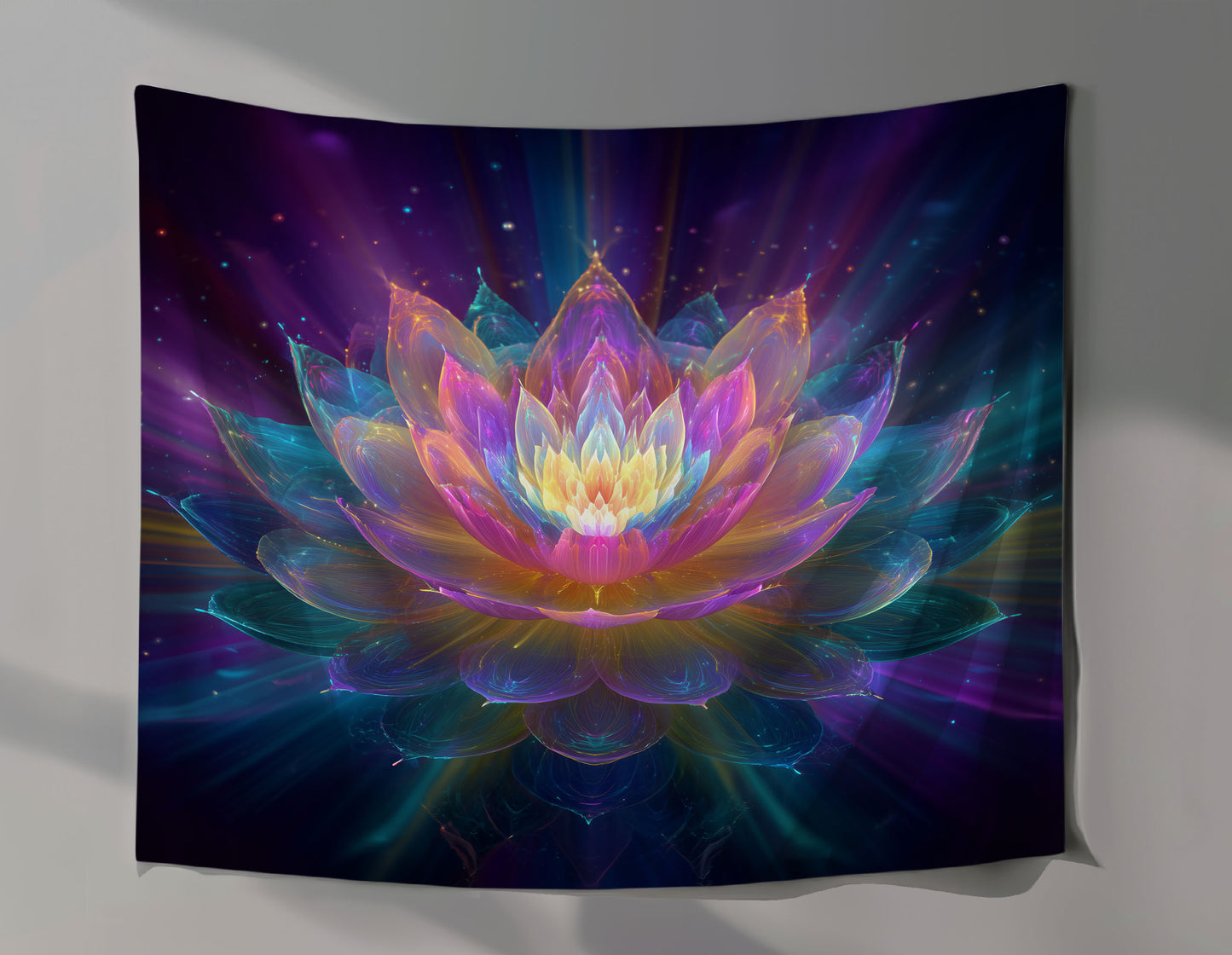 Holographic Lotus Flower Wall Tapestry