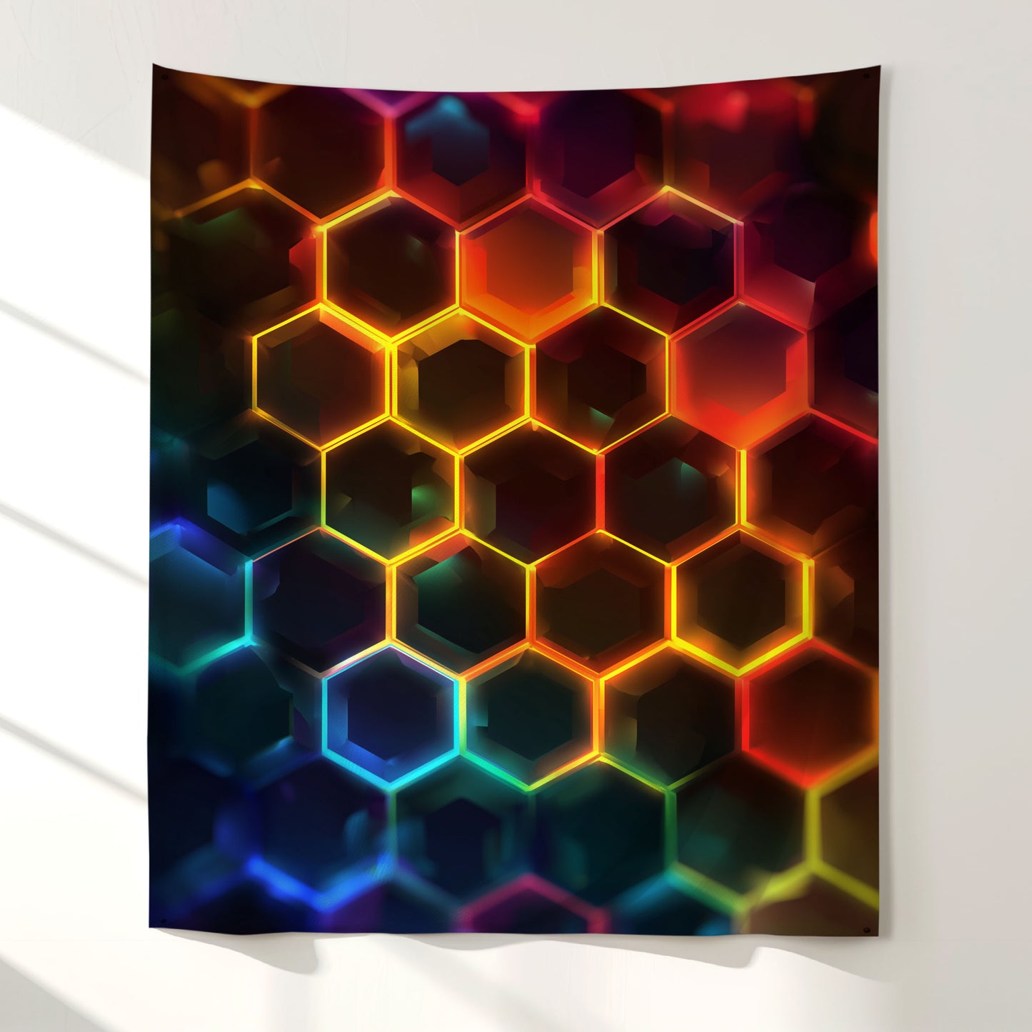 Neon Honeycomb Wall Tapestry