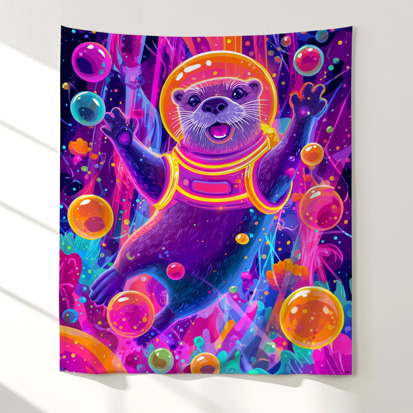 Bubble Space Otter Wall Tapestry