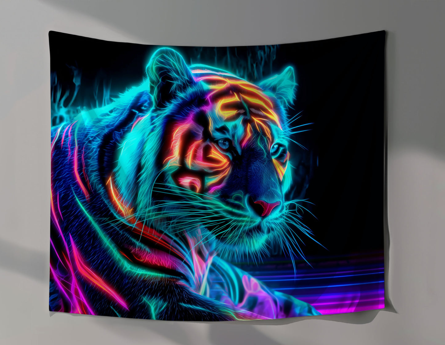 Neon Tiger Wall Tapestry