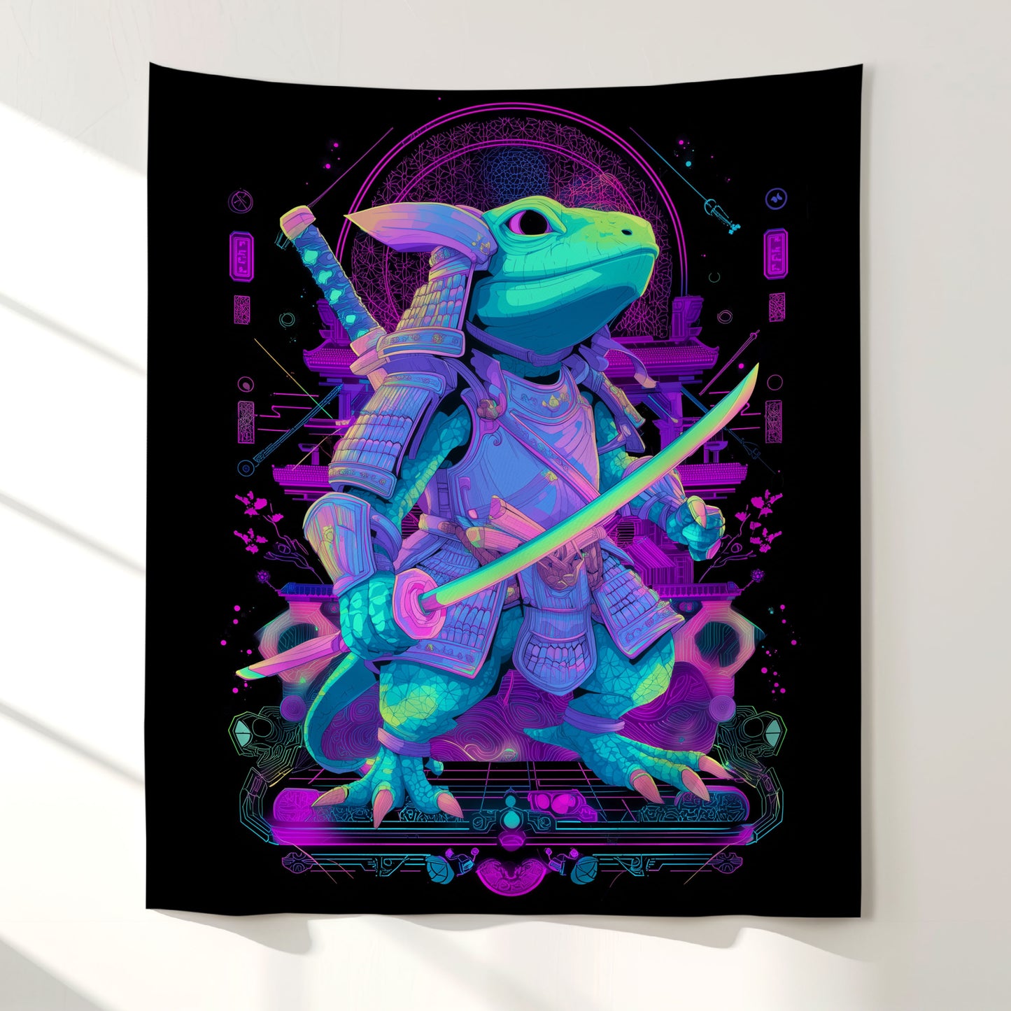 Lizard Samurai Wall Tapestry