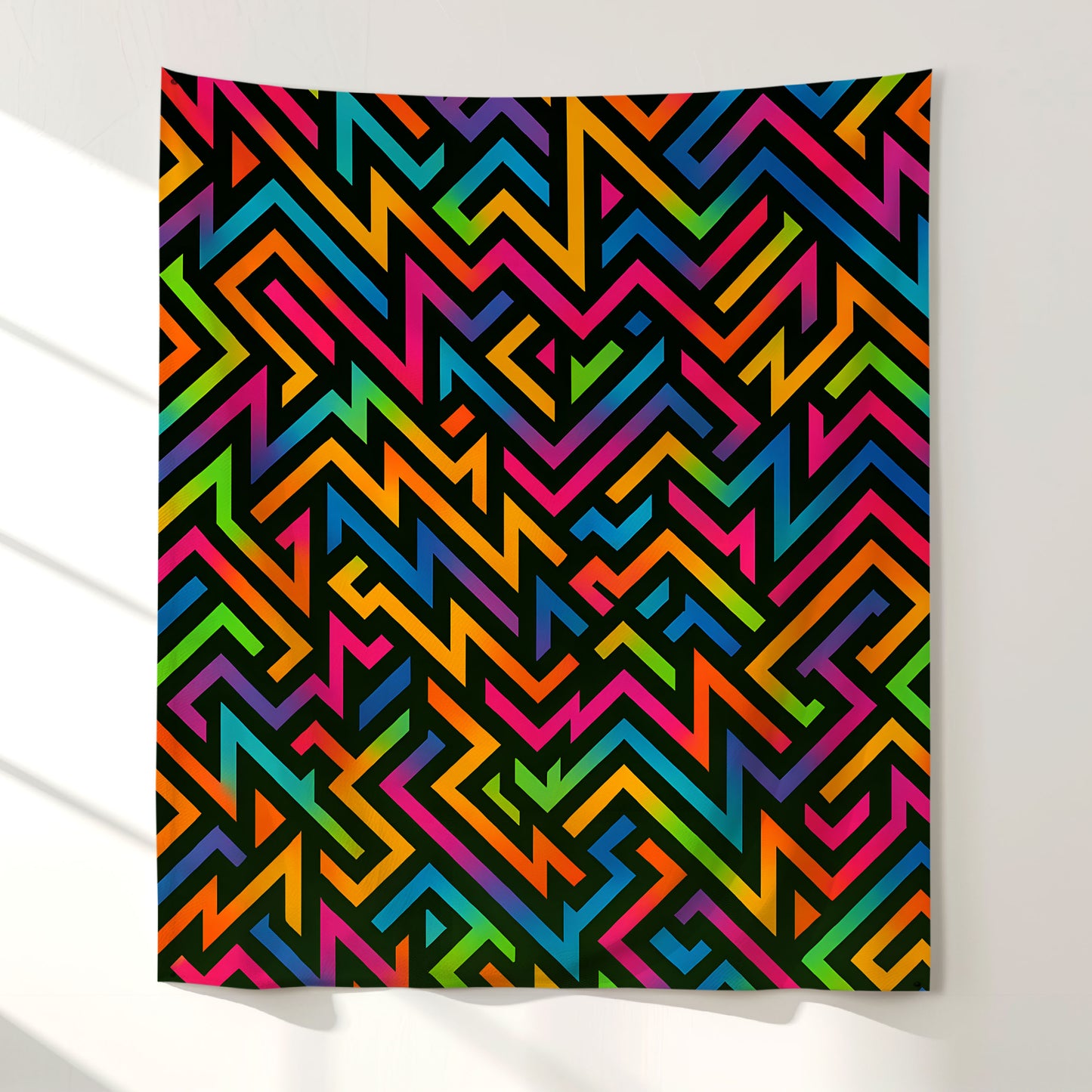 Neon Maze Energy Wall Tapestry