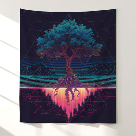 Wireframe Tree Of Life Wall Tapestry