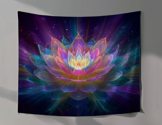 Holographic Lotus Flower Wall Tapestry
