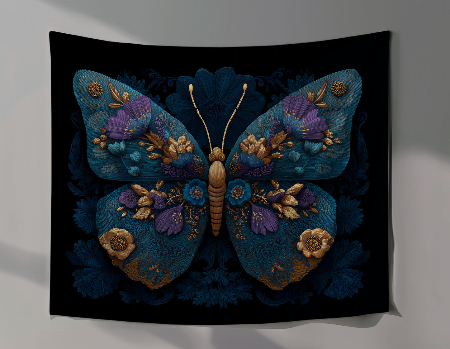 Floral Plant Butterfly Wall Tapestry