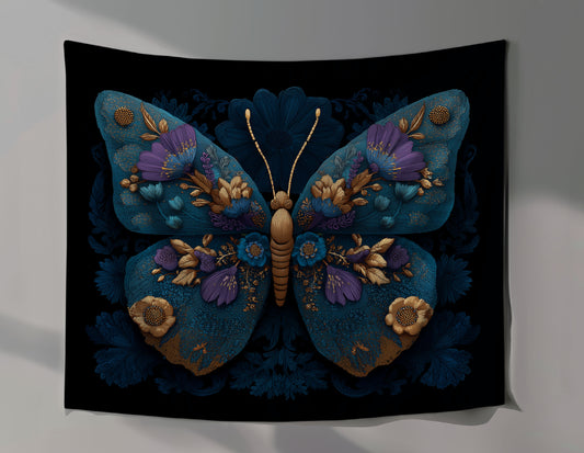 Floral Plant Butterfly Wall Tapestry