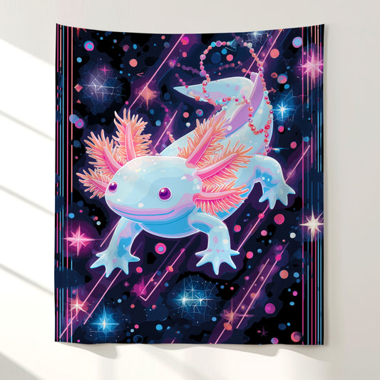 Holographic Axolotl Wall Tapestry