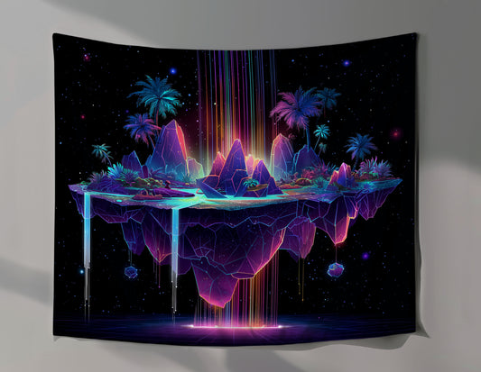 Floating Fantasy Island Wall Tapestry