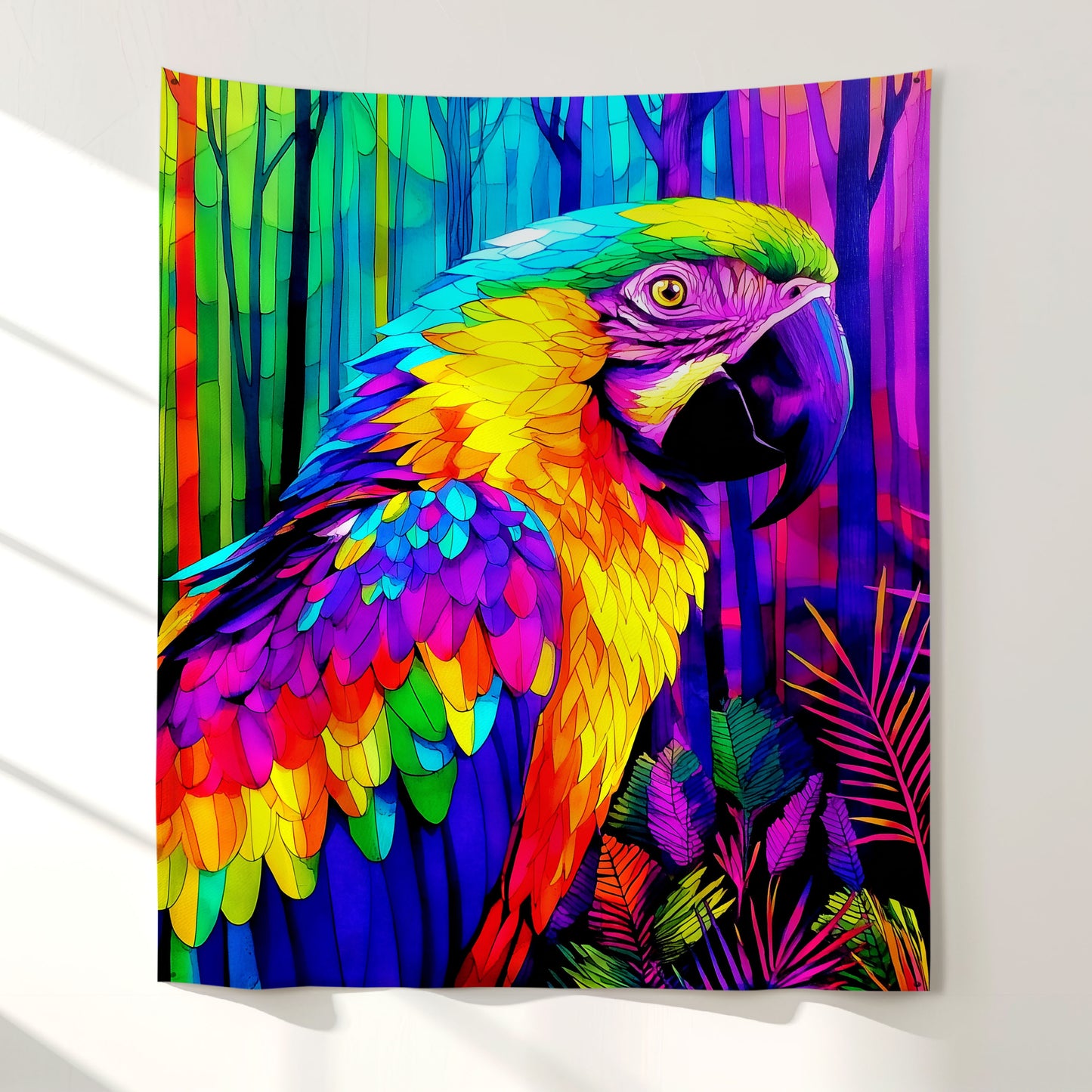 Rainbow Parrot Wall Tapestry