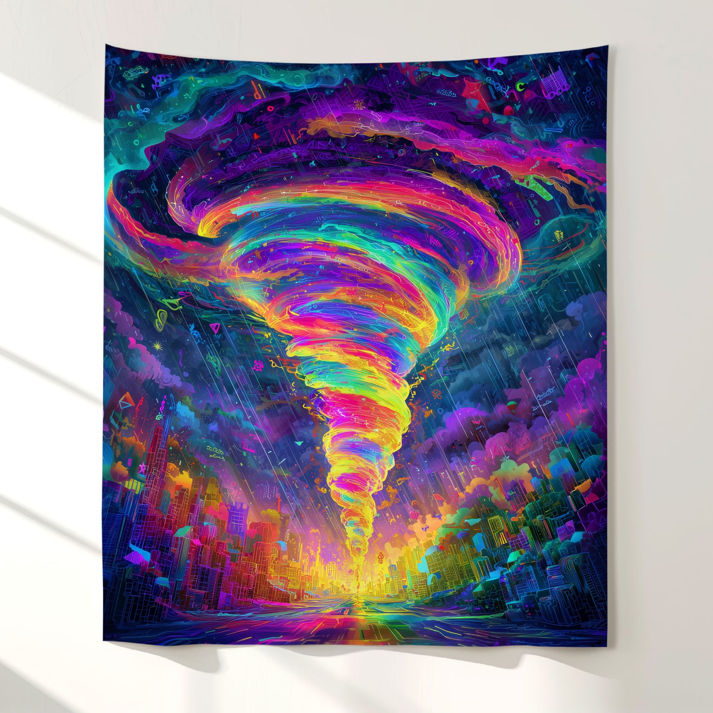 Rainbow Tornado Wall Tapestry