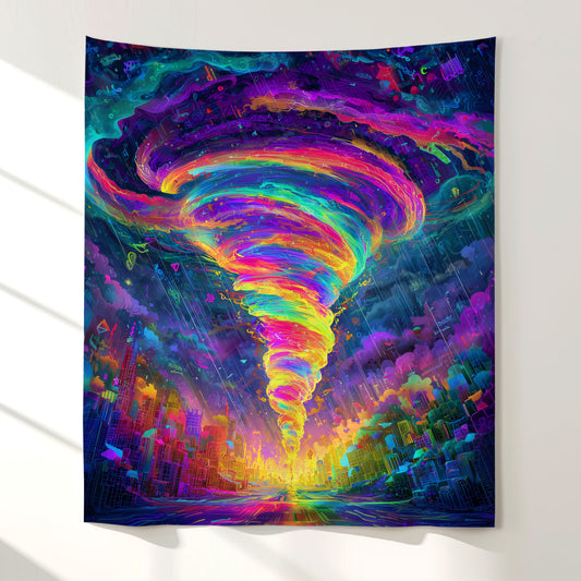 Rainbow Tornado Wall Tapestry