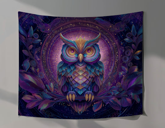 Psychedelic Owl Wall Tapestry