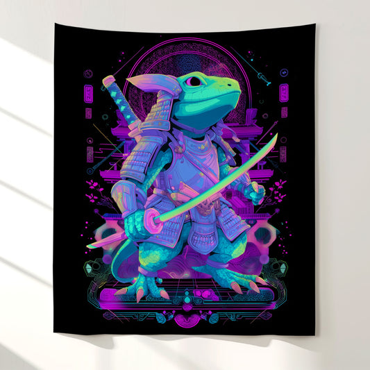 Lizard Samurai Wall Tapestry